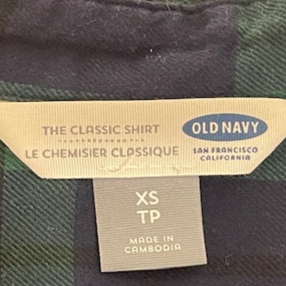 Old Navy Classic Green/Navy Plaid Lightweight Flannel Button Down Shirt - XS - Picture 6 of 6